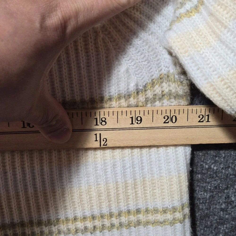 J. Crew Cashmere Ribbed Crewneck Sweatshirt‎ In Stripe S BF015 Pearl Oyster Ash